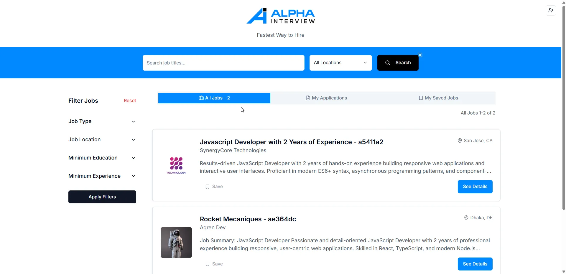 Public/Personalized Job Board - Public